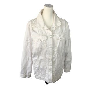 Rails White Knox Stars Women's American Flag Hand Painted Denim Jean Jacket Sz L